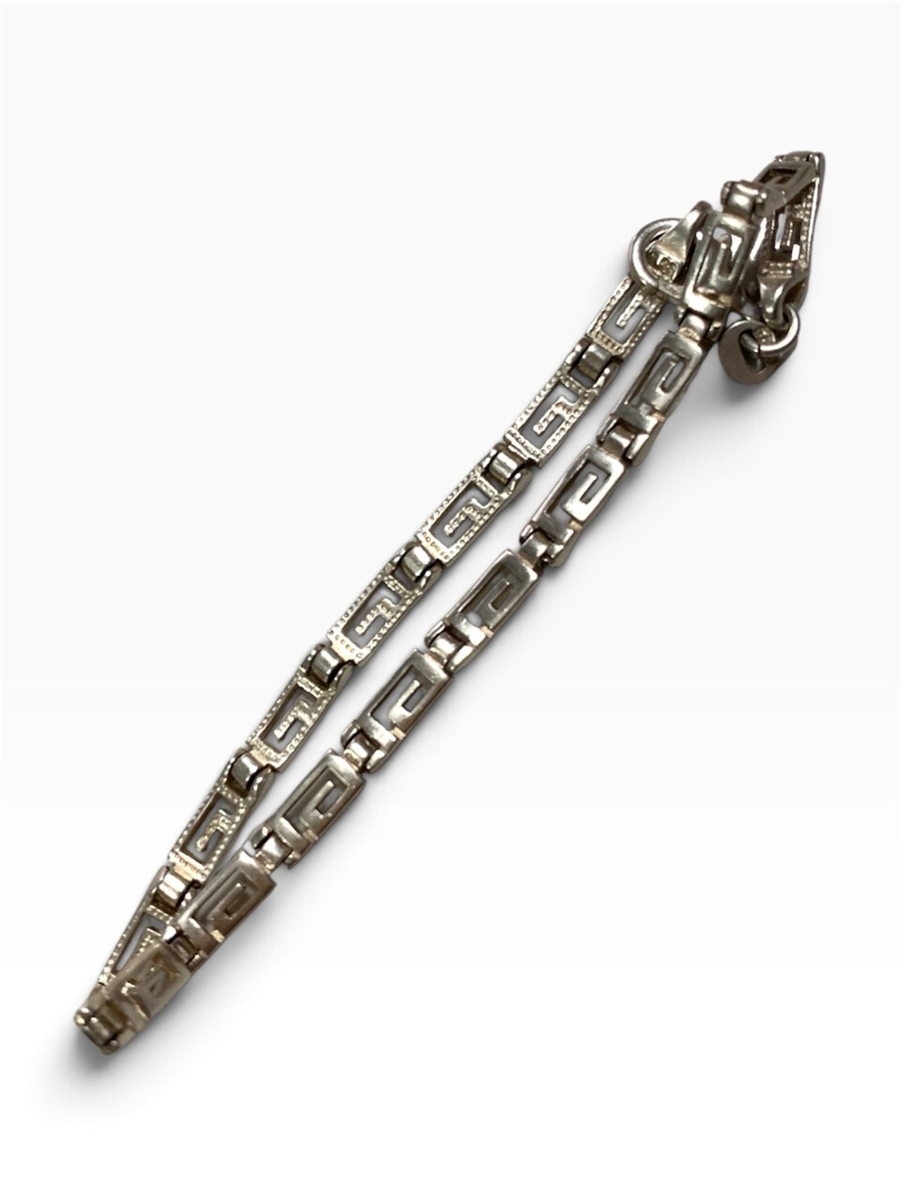 VTG 925 Sterling Silver Ancient Greek Key Bracelet 7.5 inch